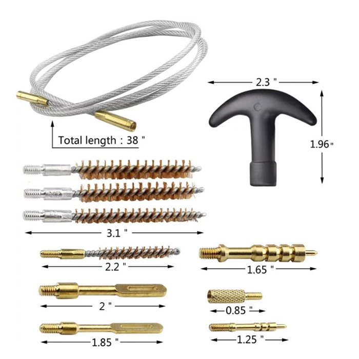 Universal Gun Cleaning Kit Set with Bronze Brass Bore Brush